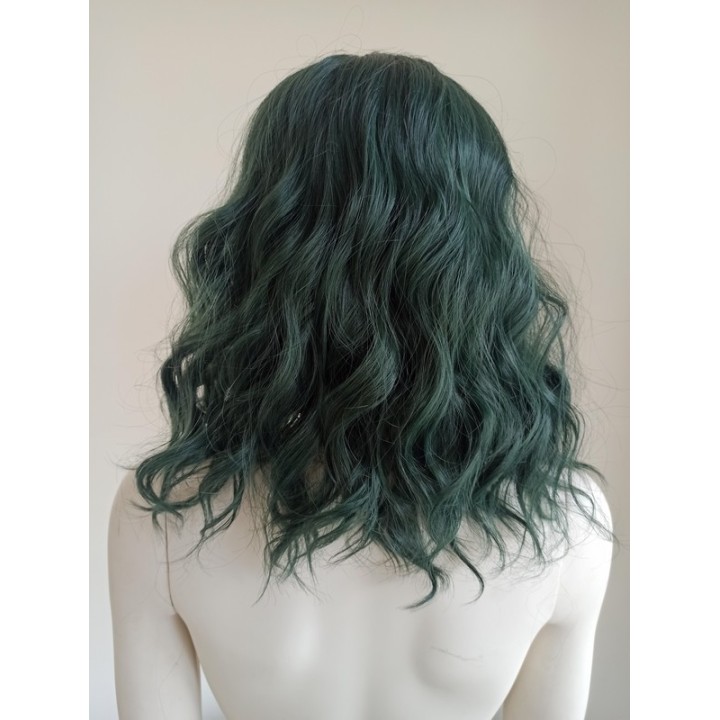 Peruka ciemnozielona zielona do ramion fale goth PK028