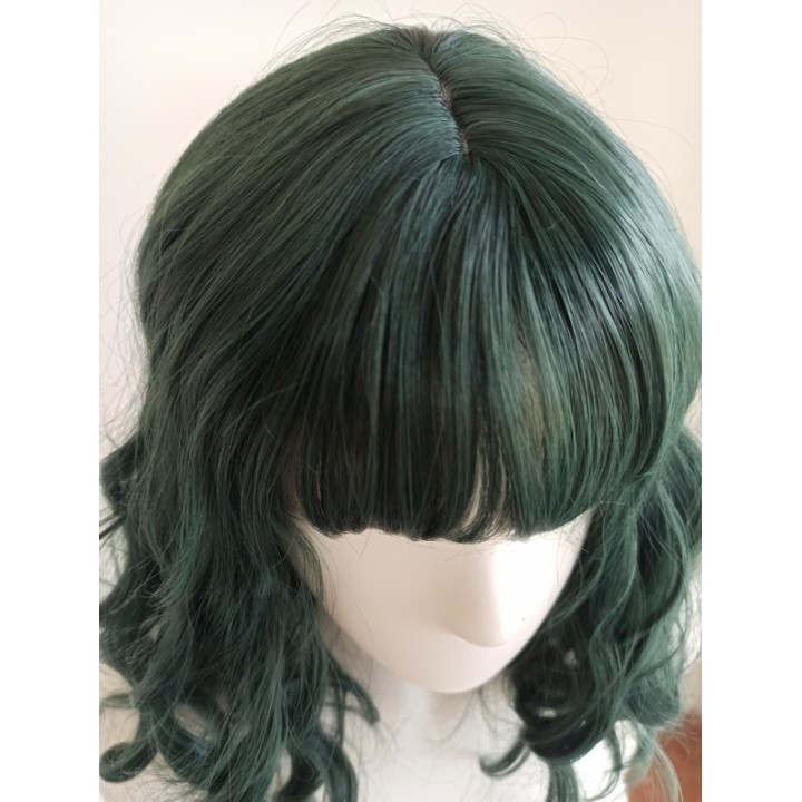 Peruka ciemnozielona zielona do ramion fale goth PK028