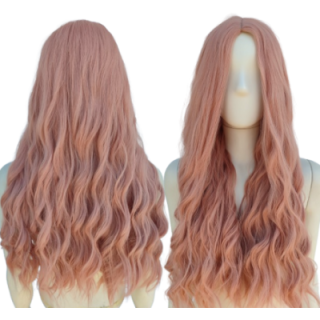 Peruka brzoskwiniowa pudrowy róż loki fale bez grzywki PK039
