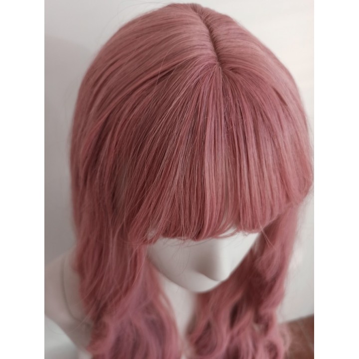 Peruka fale z prostą grzywką różowa pastel goth PK038