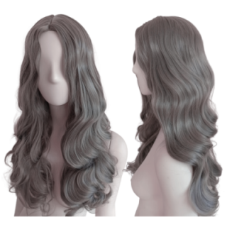Peruka ciemno szara siwa fale loki gęsta bez grzywki PK041
