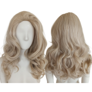 Peruka platynowy jasny blond bez grzywki loki fale draq queen PK040