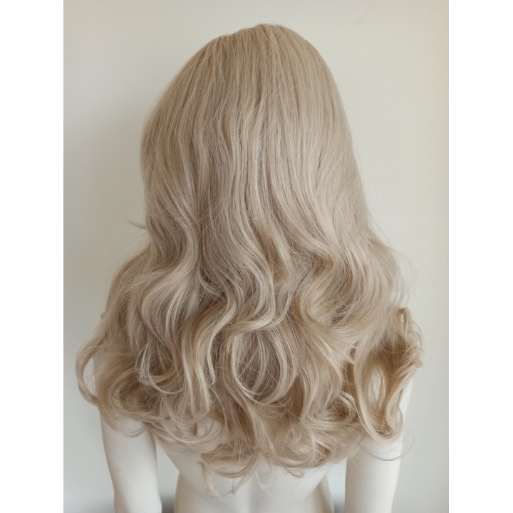 Peruka platynowy jasny blond bez grzywki loki fale draq queen PK040
