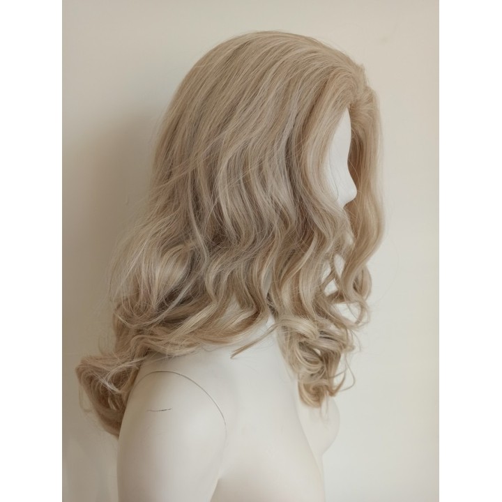 Peruka platynowy jasny blond bez grzywki loki fale draq queen PK040