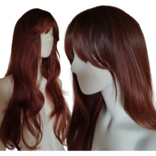 Peruka brązowa ciepły brąz z grzywką ombre kasztanowa PK046