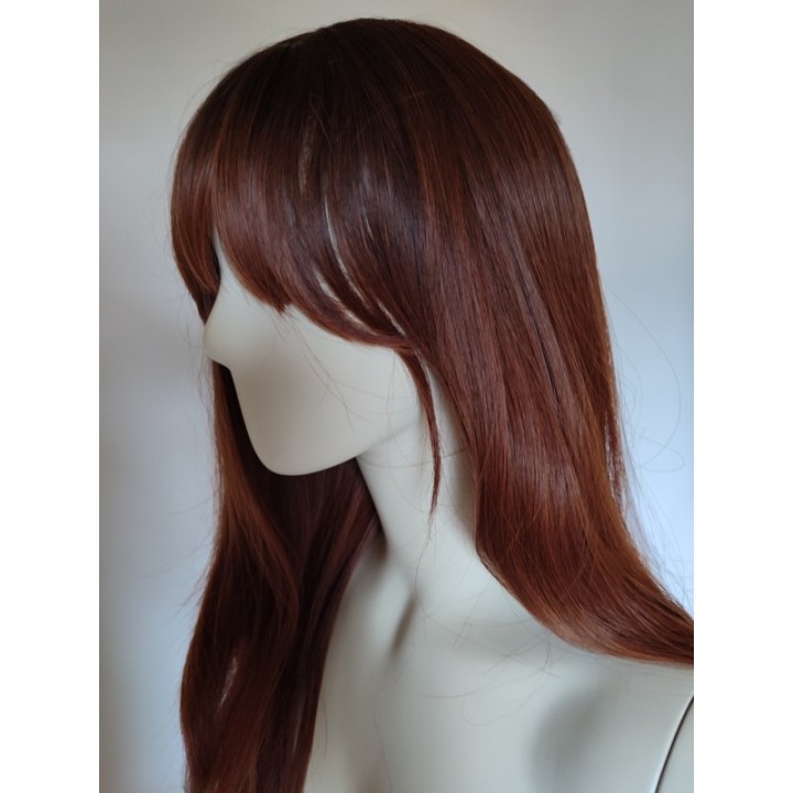 Peruka brązowa ciepły brąz z grzywką ombre kasztanowa PK046