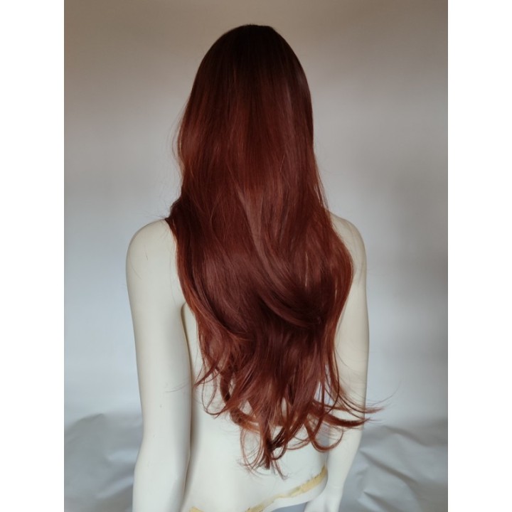 Peruka brązowa ciepły brąz z grzywką ombre kasztanowa PK046