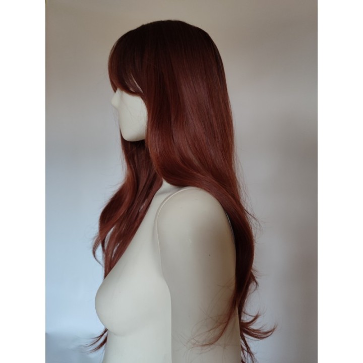 Peruka brązowa ciepły brąz z grzywką ombre kasztanowa PK046