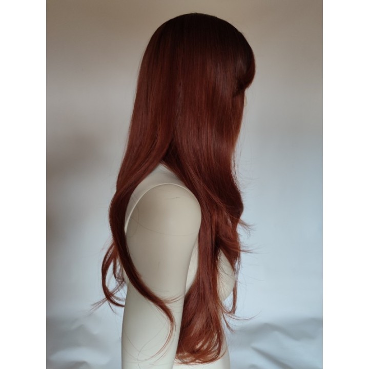 Peruka brązowa ciepły brąz z grzywką ombre kasztanowa PK046