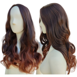 Peruka brązowa loki fale z jaśniejszymi końcówkami PK047