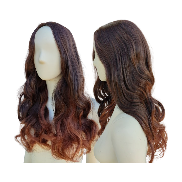 Peruka brązowa loki fale z jaśniejszymi końcówkami PK047