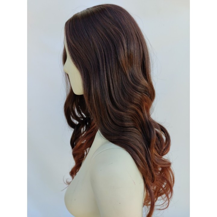 Peruka brązowa loki fale z jaśniejszymi końcówkami PK047