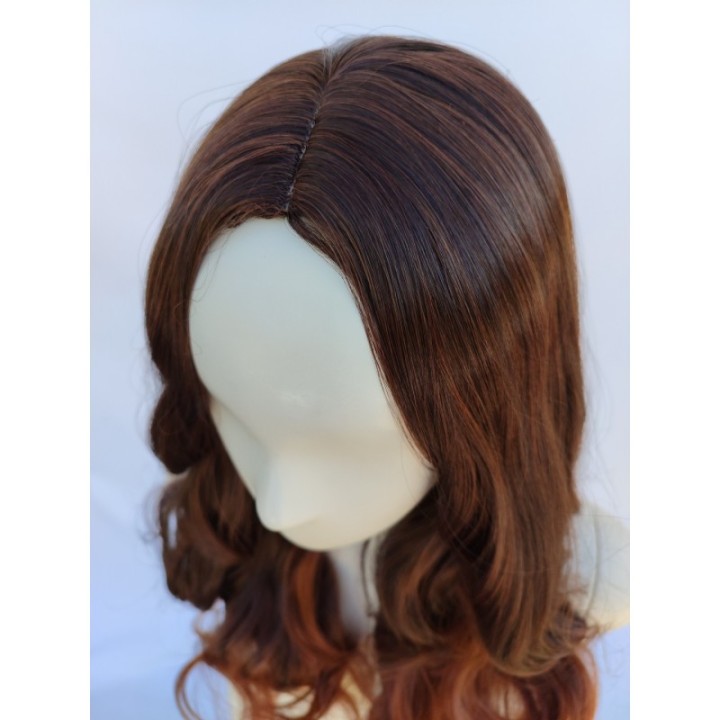 Peruka brązowa loki fale z jaśniejszymi końcówkami PK047