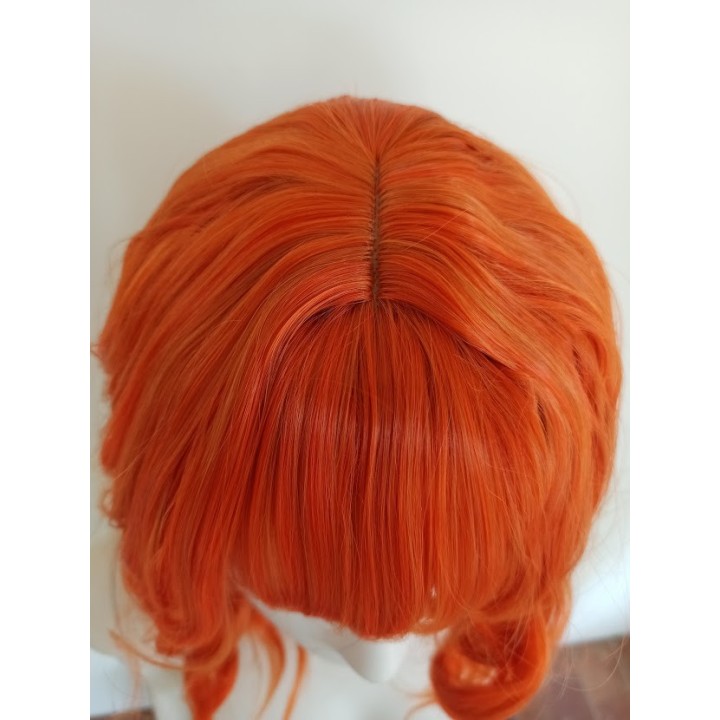 Peruka do ramion fale pomarańczowa ruda z grzywką PK070