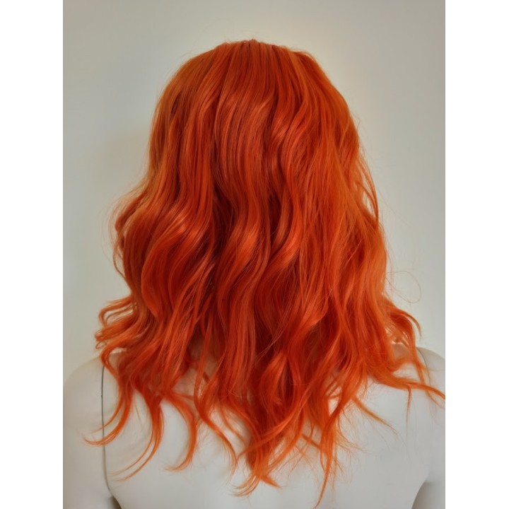 Peruka do ramion fale pomarańczowa ruda z grzywką PK070