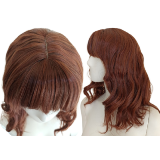 Peruka do ramion z grzywką kasztanowy brąz brązowa PK077