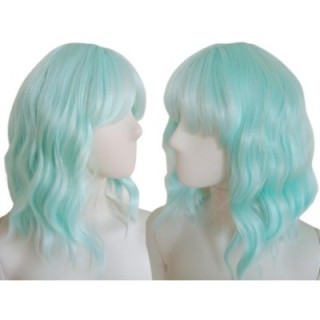 Peruka do ramion pastelowa zieleń seledynowa glam PK079