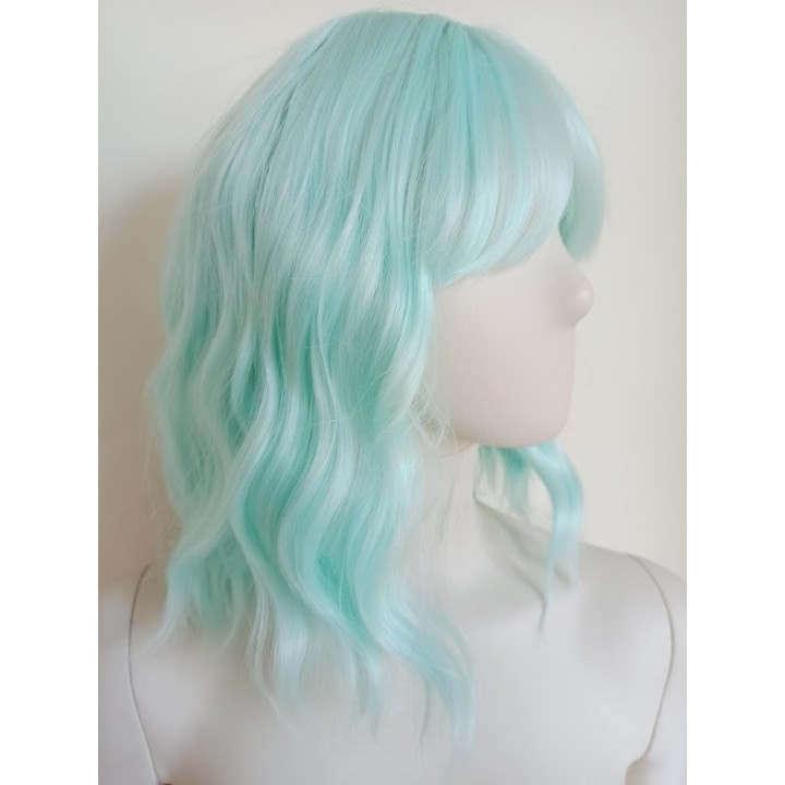 Peruka do ramion pastelowa zieleń seledynowa glam PK079