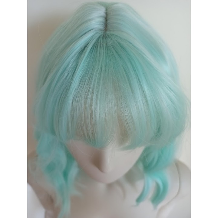 Peruka do ramion pastelowa zieleń seledynowa glam PK079