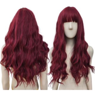 Peruka do ramion fale bordowa czerwona lokowana PK069