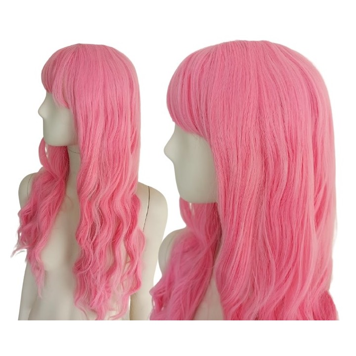 Peruka z prostą grzywką różowa Barbie cosplay fale PK086
