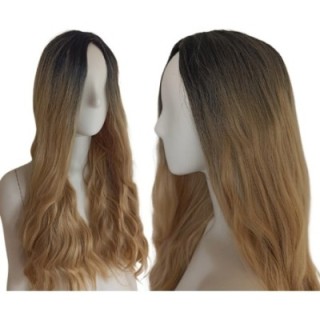 Peruka naturalny ciemny ciepły złoty blond fale PK061
