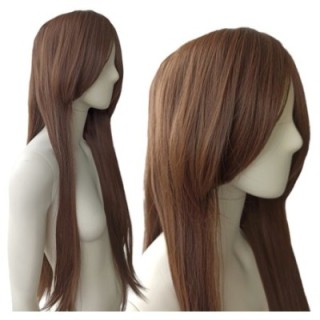 Peruka brązowa naturalny orzechowy brąz długa PK006