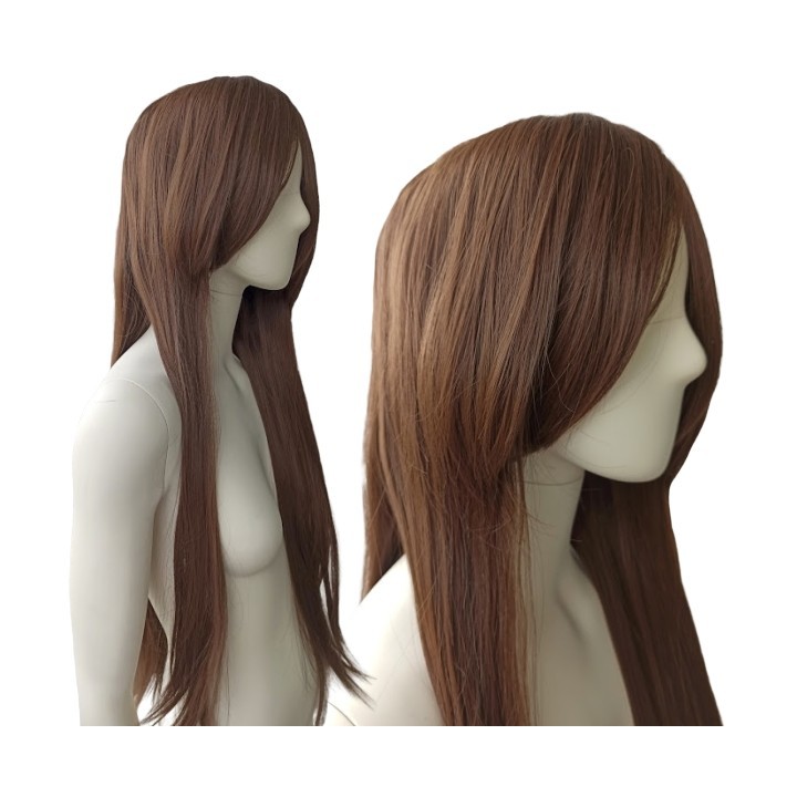 Peruka brązowa naturalny orzechowy brąz długa PK006