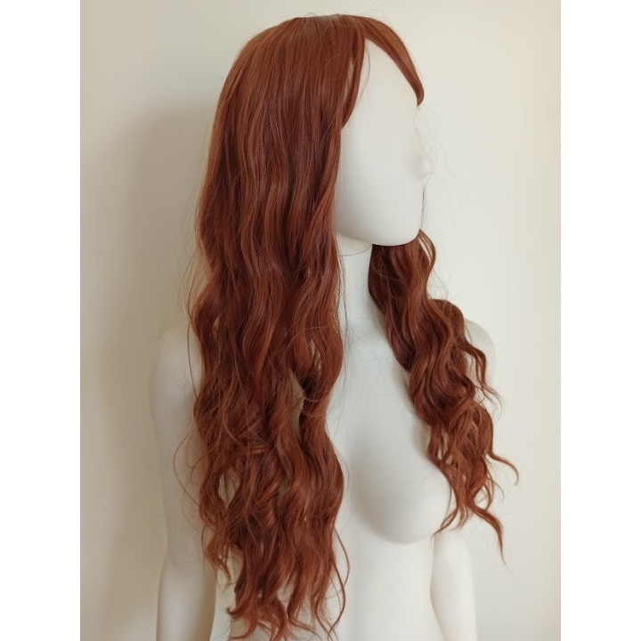 Peruka z prostą grzywką ciepły brąz loki fale brązowa cosplay Hermiona PK067