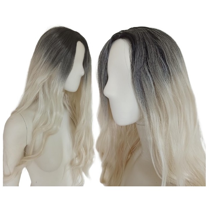 Peruka z przedziałkiem ombre jasny platynowy blond PK062