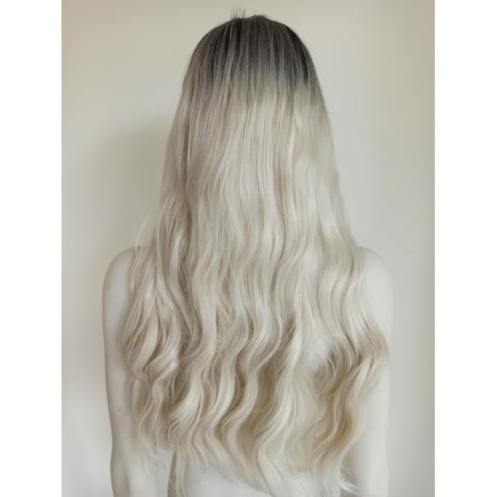 Peruka z przedziałkiem ombre jasny platynowy blond PK062