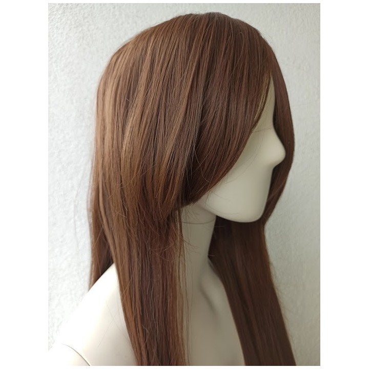 Peruka brązowa naturalny orzechowy brąz długa PK006