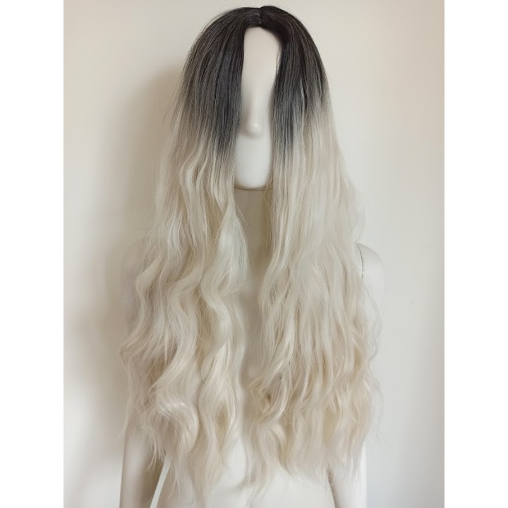 Peruka z przedziałkiem ombre jasny platynowy blond PK062
