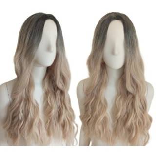 Peruka naturalny ciepły złoty blond falowana loki PK066