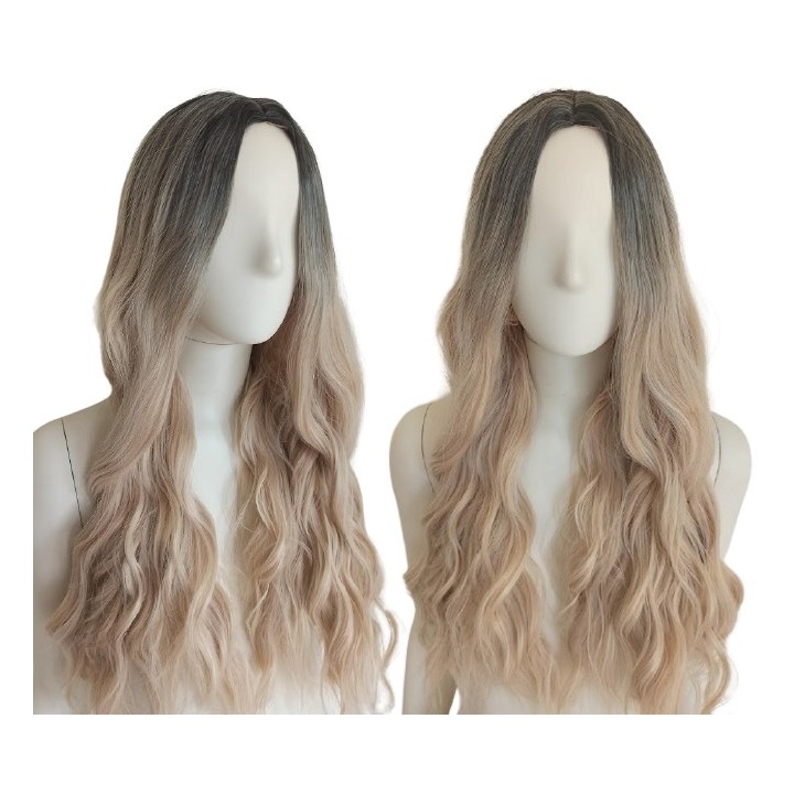 Peruka naturalny ciepły złoty blond falowana loki PK066