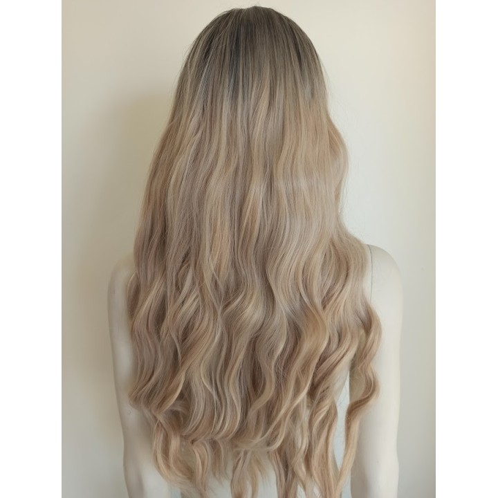 Peruka naturalny ciepły złoty blond falowana loki PK066