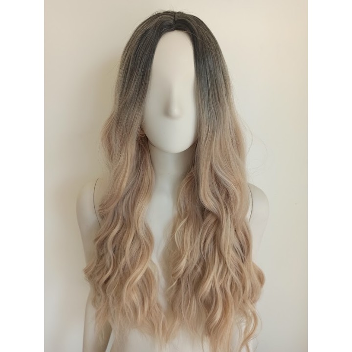 Peruka naturalny ciepły złoty blond falowana loki PK066