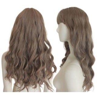 Peruka naturalny ciemny blond z grzywką loki fale PK089