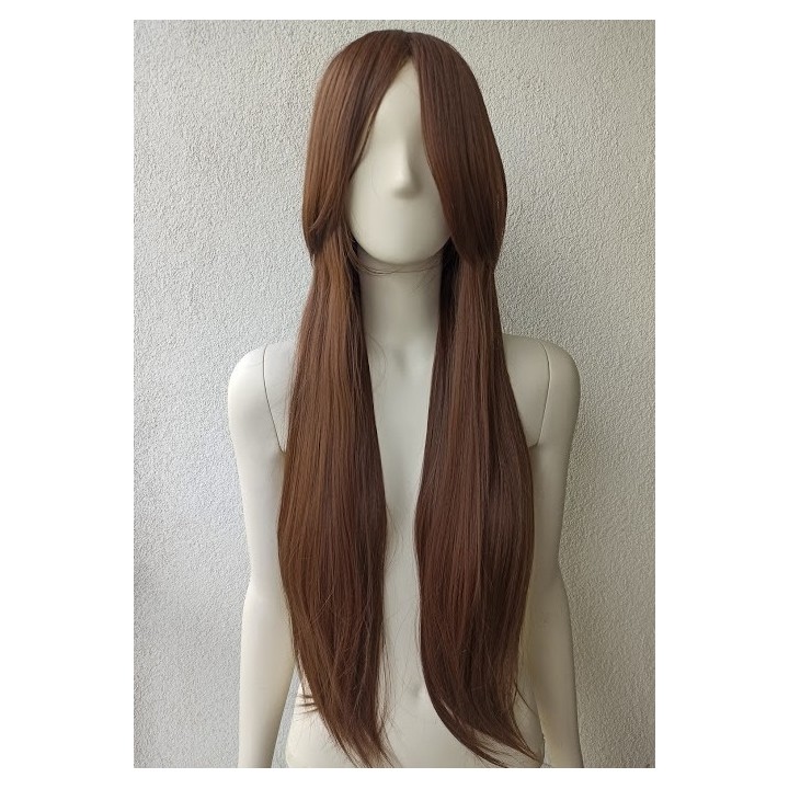 Peruka brązowa naturalny orzechowy brąz długa PK006