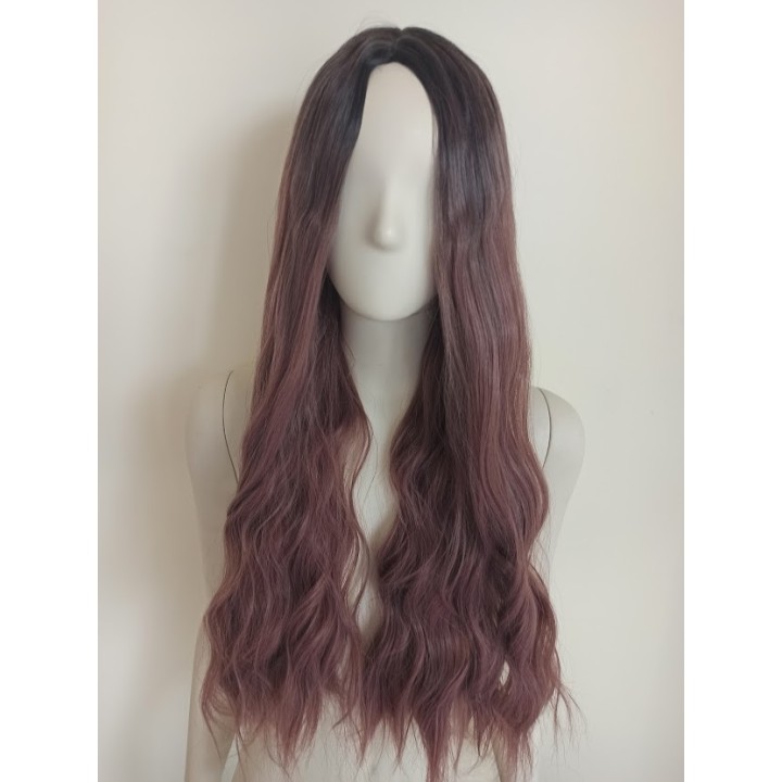 Peruka ombre długie fale taro pastel goth nu loki PK063
