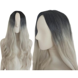 Peruka ombre czarno biała złamana biel platyna PK064