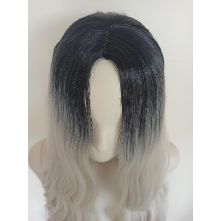Peruka ombre czarno biała złamana biel platyna PK064