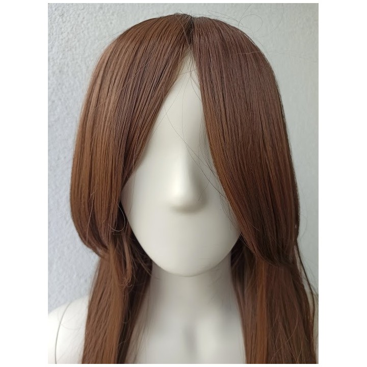 Peruka brązowa naturalny orzechowy brąz długa PK006