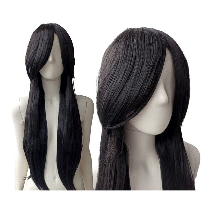 Peruka czarna długa koronkowy czepek cosplay anime PK004