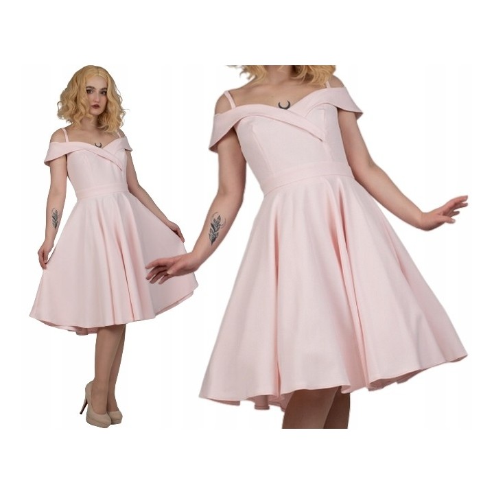 Różowa sukienka pin up hiszpanka BELLA