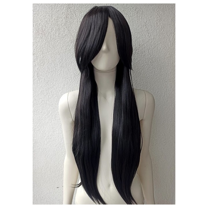 Peruka czarna długa koronkowy czepek cosplay anime PK004