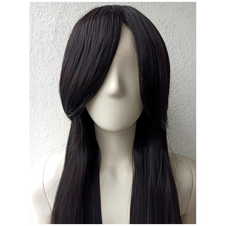 Peruka czarna długa koronkowy czepek cosplay anime PK004
