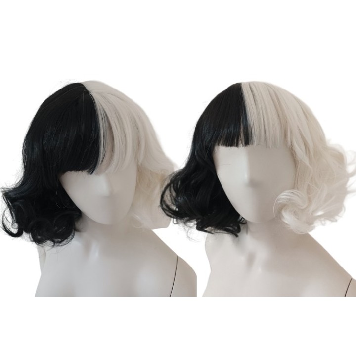 Peruka Cruella De Vil cosplay czarno biała loki PK026