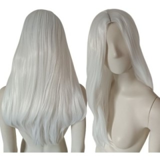 Peruka bez grzywki biała gęsta termoodporna długa PK090