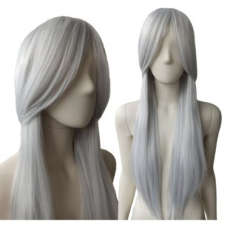 Peruka szara Ciri cosplay siwa proste długie włosy PK005